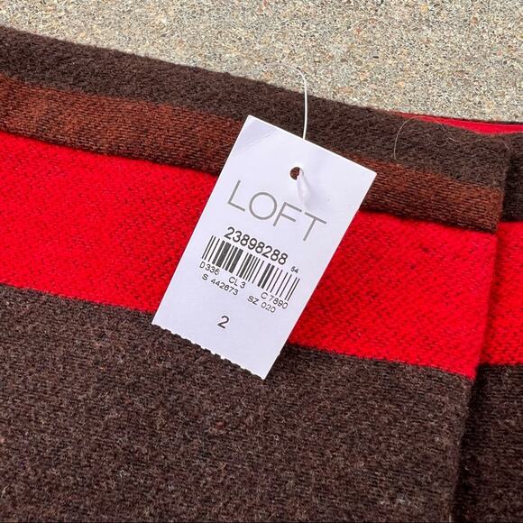 Ann Taylor Loft Wool Striped Pink Red Wrap Mini Skirt Size 2 NWT - Picture 4 of 8